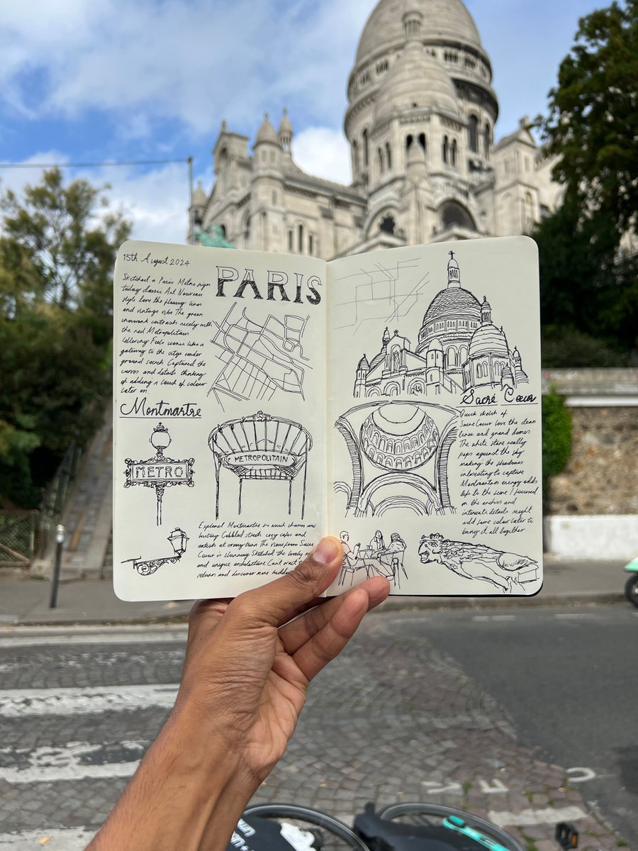 Exploring Montmartre, Paris through sketches! From Sacré-Cœur’s dome to iconic Art Nouveau metro signs and romantic Parisian rooftops, capture the charm of this artistic neighborhood in every stroke. #SketchingInParis #Montmartre #ArtInspiration #TravelArt bit.ly/4dXXgfU
