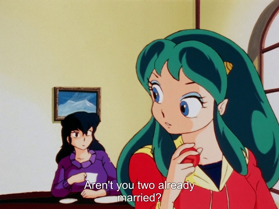Ochan30's tweet photo. So sidebar here:
As far as Lum is concerned her and Ataru are already HUSBAND and WIFE! They just have to make it "official" and this is why Ataru and Lum are a notch above Ranma and Akane's engagement.
#UruseiYatsura #LUM #ThoseObnoxiousAliens #Episode60 @DigiRanma https://t.co/4HdJZma0Of