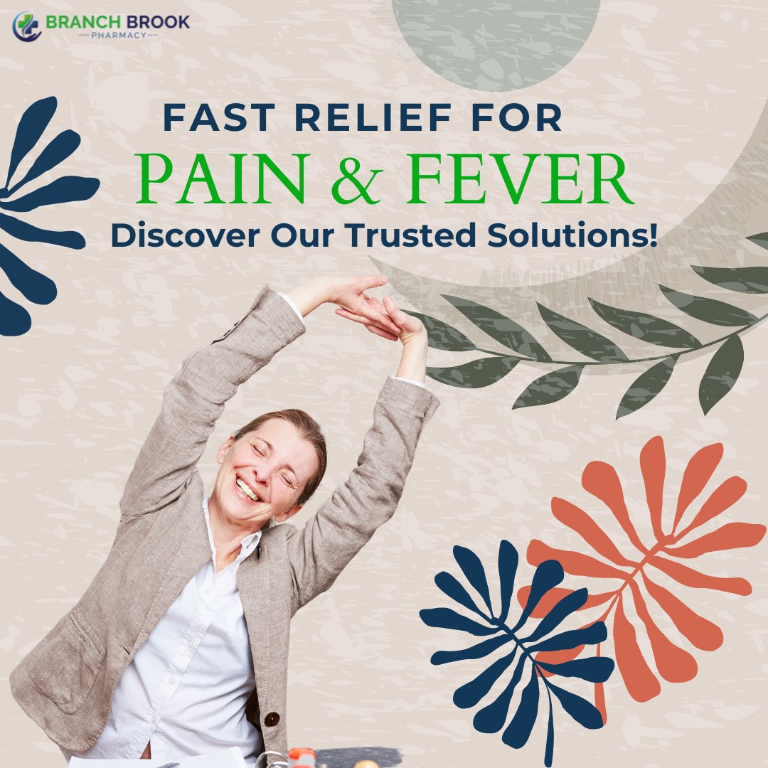 Find effective relief from #pain and #fever with Branch Brook Pharmacy's comprehensive range of products. Whether it's a #headache🤕 or a #cold🤧, we have the solutions to help you feel better fast. 

Shop Now🛒:  bit.ly/4cJ17wl
