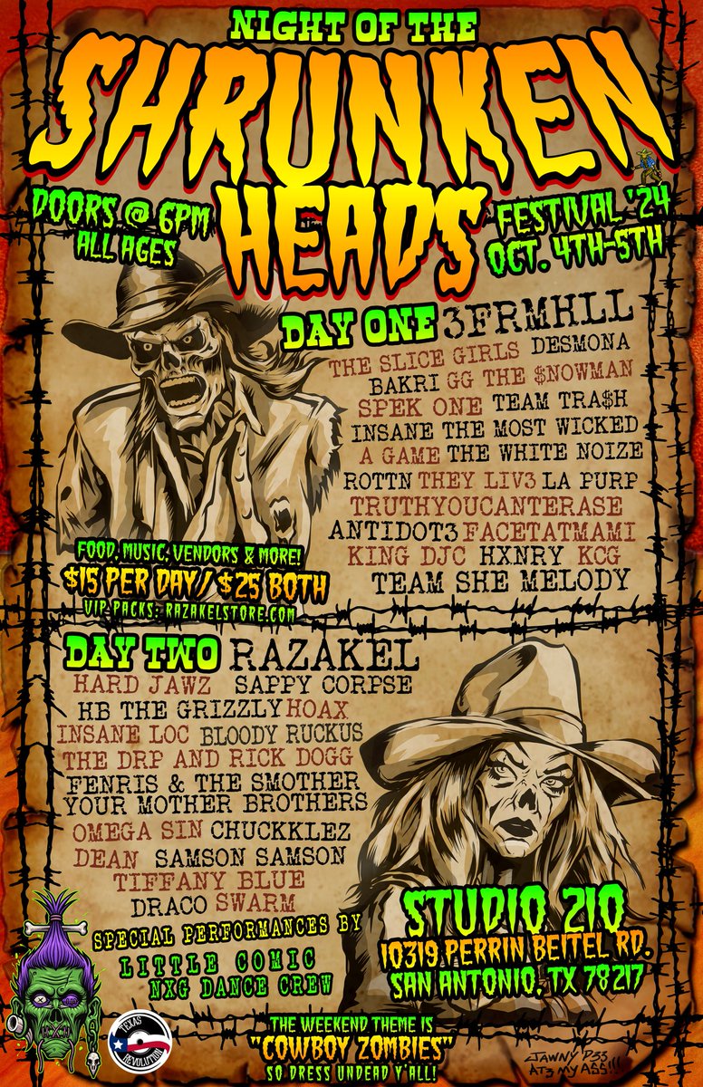 Night of the Shrunken Heads 2024 Line-up Fully Announced! - is.gd/LNpGFs <a href="/RazakelMusic/">Razakel</a>