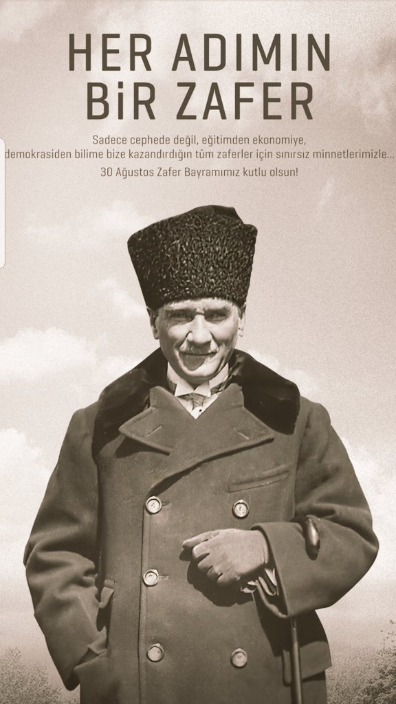 Büyük Atatürk önderliğinde Türk milletinin en büyük zaferlerinden biri olan 30 Ağustos Zafer Bayramı'nın 102.yılı kutlu olsun.
#30AğustosZaferBayramı 
#AtatürkVatandır
#Atatürk