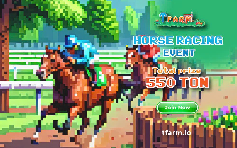 Tfarmio's tweet photo. Tfarm respectfully introduces the event "Horse Racing"  🐎🐎

Total prize pool up to 520 TON 🎁🎉

🍀 Rule : 
1. Follow @Tfarmio 
2. Like and rt post 
3. Get Horse and race : https://t.co/MmnhrF2x7C

🎁 Total rewards : 
Top 1 : 300 TON 💵
Top 2 : 100 TON 💵
Top 3 :   50 TON 💵
Top4 - Top 10 : 10 TON/ Winners 💵

⏰ Start Time : 30 August 
⏰ End Time : 1 October
#Airdop #Giveaways #Tfarm #TonBlockchain #Gamefi