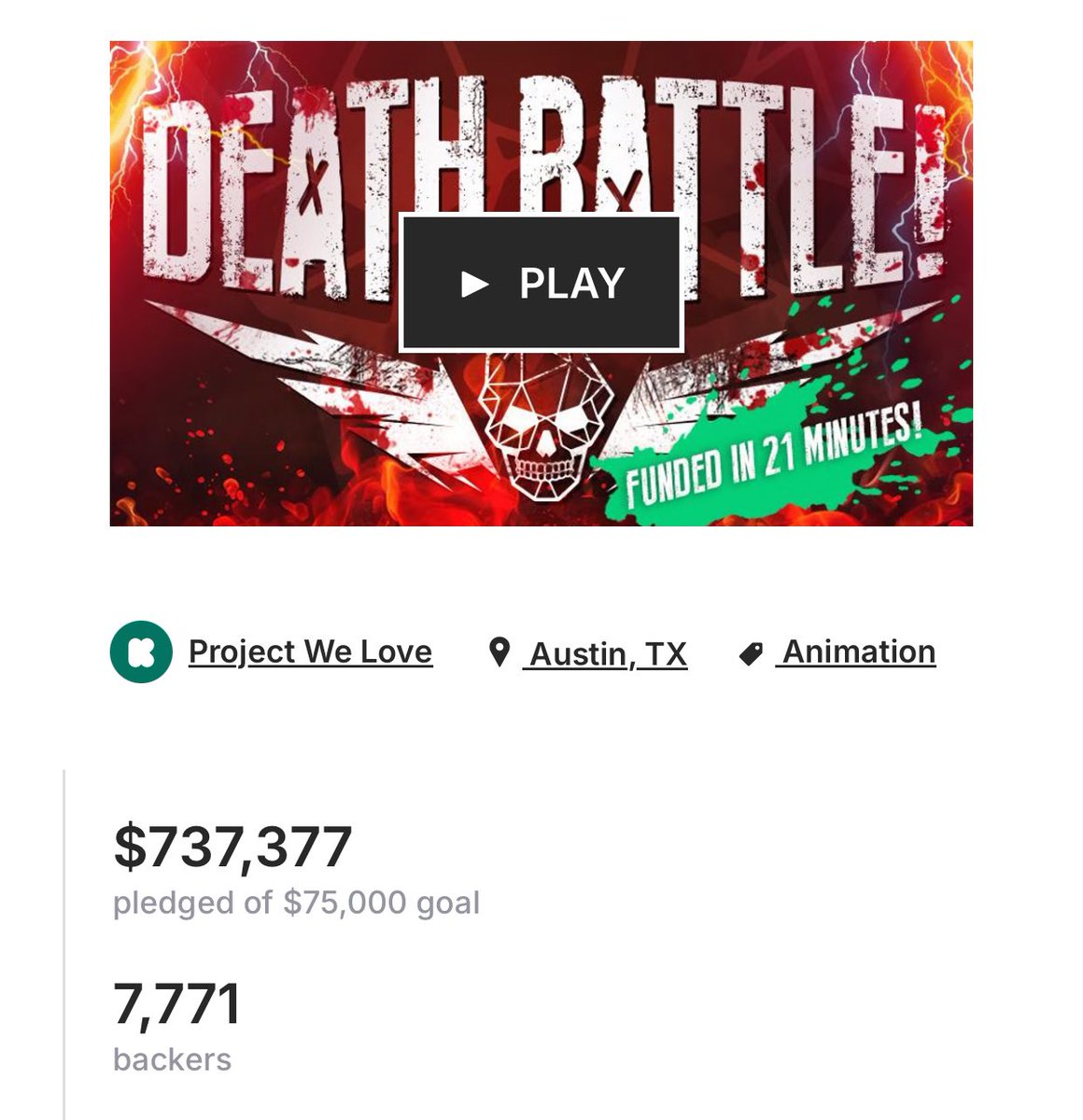 THANK YOU to everyone who backed, helped spread the word, or just watched the show. Y’all showing up like this has meant the world to us and we’re so excited to bring you the next generation of DEATH BATTLE! Much❤️ from the whole team. YOU saved DEATH BATTLE