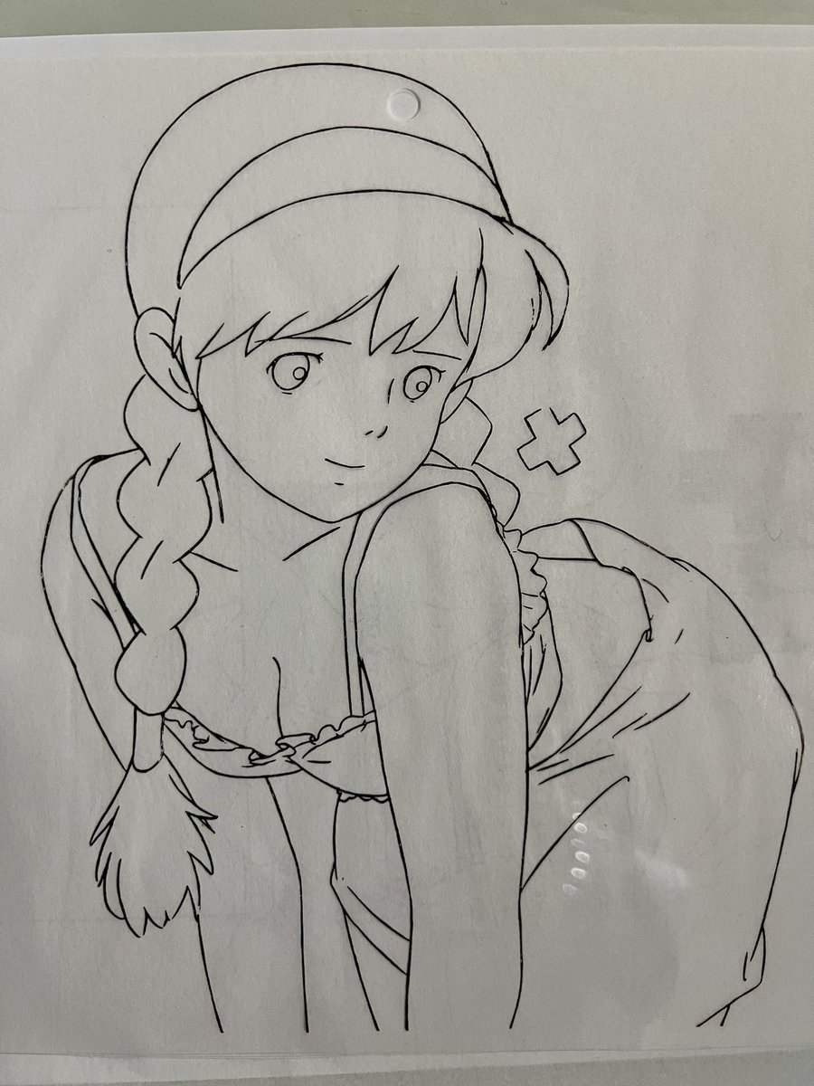 【今夜はラピュタ】
クリーンナップもあるけれど、ちゃんとトレスマシンまでかけたんですよ。

あとは馬之助と交代で色塗ればセルの完成…ここまで来て宮崎さんに御用となるとは…。
トホホホホ💦