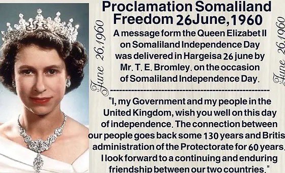 Jonojo1990's tweet photo. Somaliland the land of the free gained international recognition on June 26 1960. After less than a week the failed state of 🇸🇴 genocidal regime stole our sovereignty through a disguise of “talks” with a group of elders but the Somalilanders did NOT agree on this terms. https://t.co/xnx1ZMRTaQ