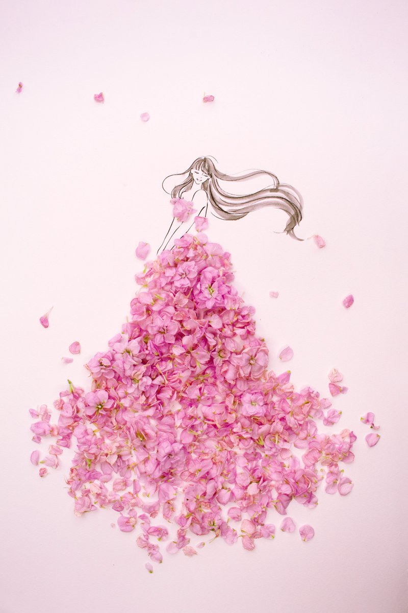 「オハヨー」|はな言葉🌷葉菜桜花子🌷新作ドレスできましたのイラスト