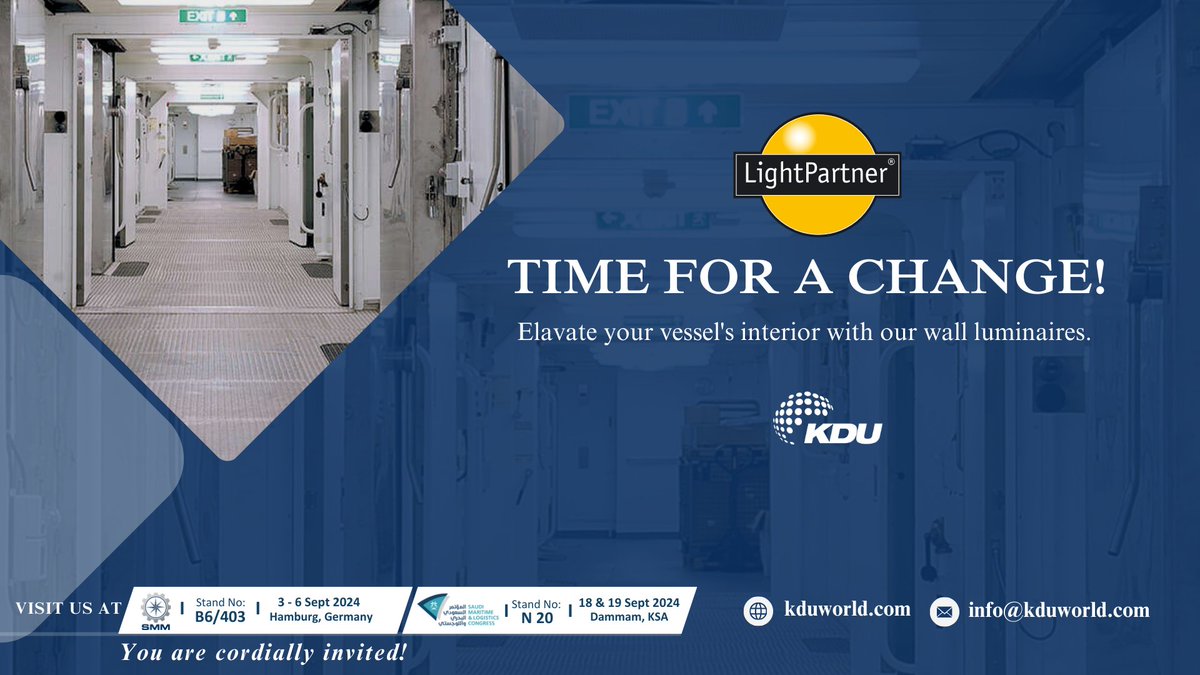 KduWorld's tweet photo. Ready to set sail in style? It’s time for a change! Elevate your vessel’s ambiance with #LightPartner’s exquisite wall luminaires.
#LightPartner #Wall #Luminaire #innovation #brightness #light #InteriorDesign #WallLuminaires #solutions #safety #maritimeindustry #kduworld https://t.co/lhtnHlKgTw