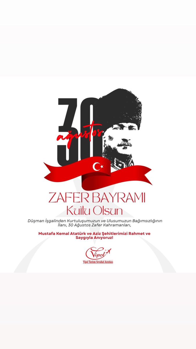 Düşman işgalinden kurtuluşumuzun ve Ulusumuzun Bağımsızlığının ilanı 30 Ağustos Zafer Bayramını kutluyor, Başta Ulu Önderimiz Gazi Mustafa Kemal ATATÜRK ve silah arkadaşları olmak üzere tüm şehitlerimizi rahmetle anıyoruz. #30ağustoszaferbayramı #gaziantep #jollytur #tatil
