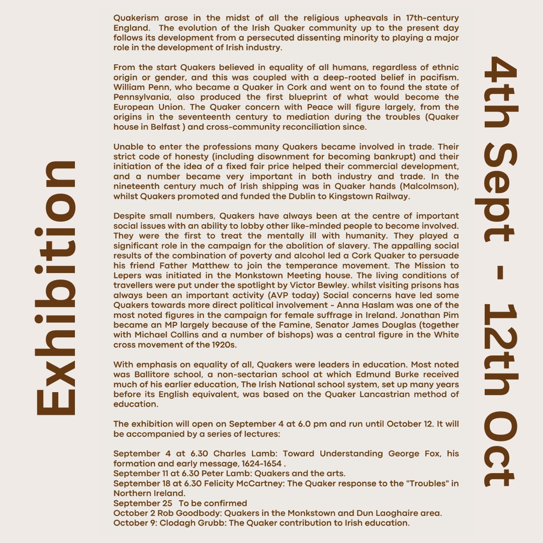 Friends Historical Library, Dublin invite you to the launch of their new exhibition in Lexicon Library, Dun Laoghaire, Co Dublin.
"George Fox (1624-1691) and the Irish Quaker Tradition"
Wed 4th September, opening at 6pm - Guest Speaker at 6.30pm.
ALL WELCOME!  See you there.