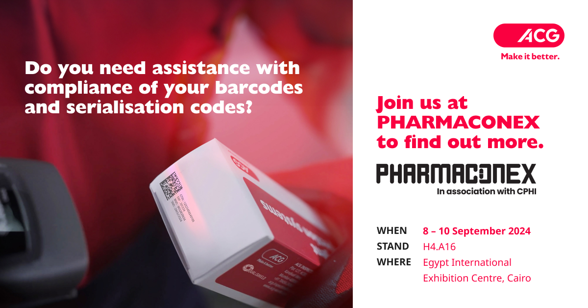 ACGWorld's tweet image. Pharma pros: Ready for #serialization? Visit ACG at #Pharmaconex Egypt to see how VeriShield can revolutionize your track &amp;amp; trace. Stay compliant, stay ahead!
 Book your slot: acg-world.com/Pharmaconex-Eg… 

#PharmaCompliance #MakeItBetter