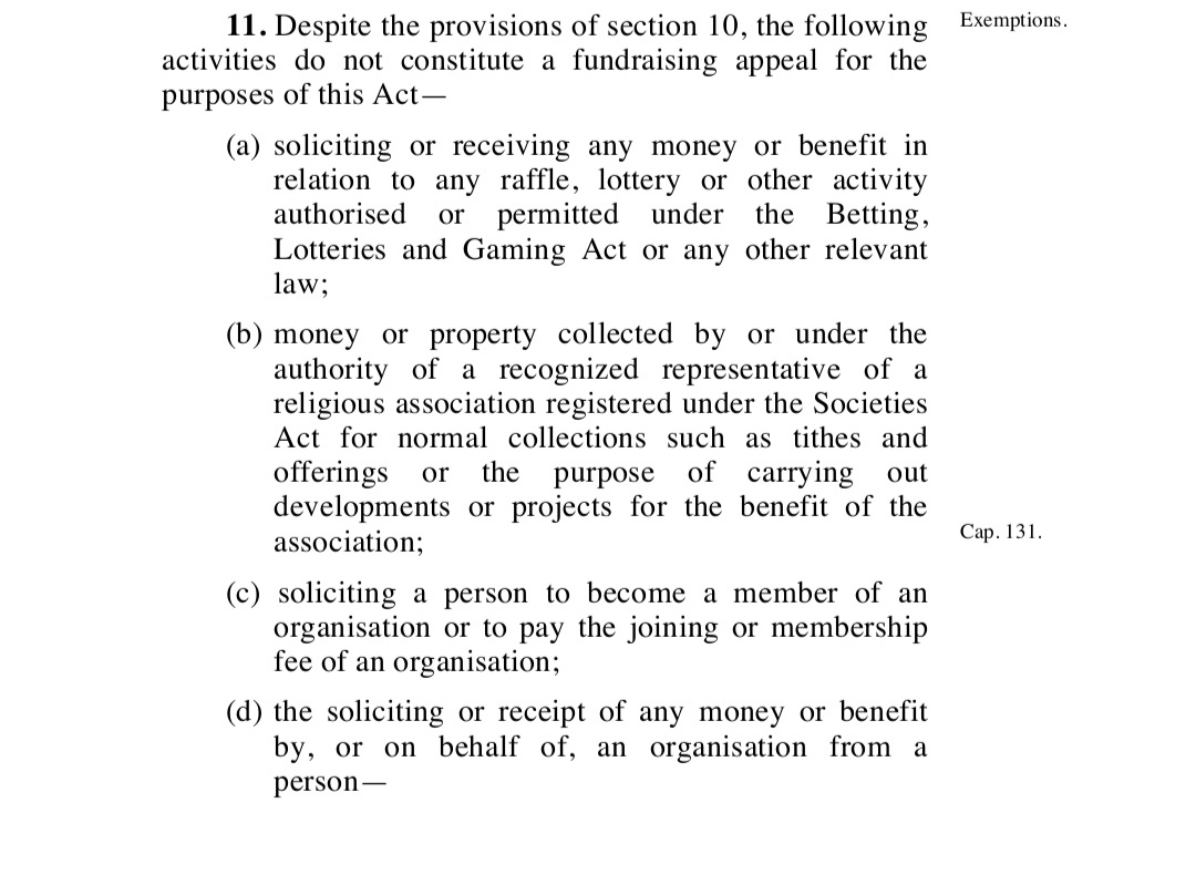 Public Fundraising Appeal Bill is before Senate. They saw the success Hanifa had and said they have to stop Kenyans helping Kenyans. "Medical bills? Huna permit? Kufa haraka"

Now to fundraise nationally you will need the CS's approval, and guess what, CHURCHES ARE EXEMPT 🤣😂