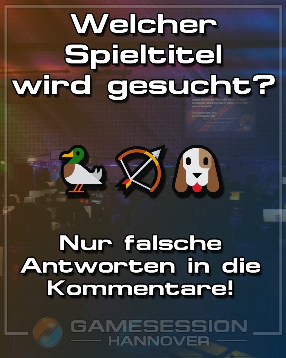 gshlan's tweet photo. #Emojiquiz
Welcher Spieltitel wird gesucht? 👨🏫🎮🕹
Nur falsche Antworten in die Kommentare!
#GSH #Gamesession #Hannover #LAN #LanParty #GSHLAN #GSH2025 https://t.co/2C8Xzh2JDw