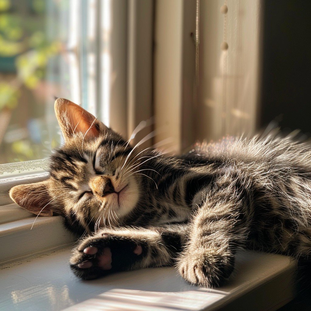 stockcake_com's tweet image. "Cozy Cat Nap: A peaceful #feline enjoys a warm, #sunshine nap by the #glassview, embodying tranquility and contentment. #kitty #digitalart #aiphotography #stockcake ⬇️ Download and 📝 Prompt 👉 stockcake.com/i/cozy-cat-nap…"