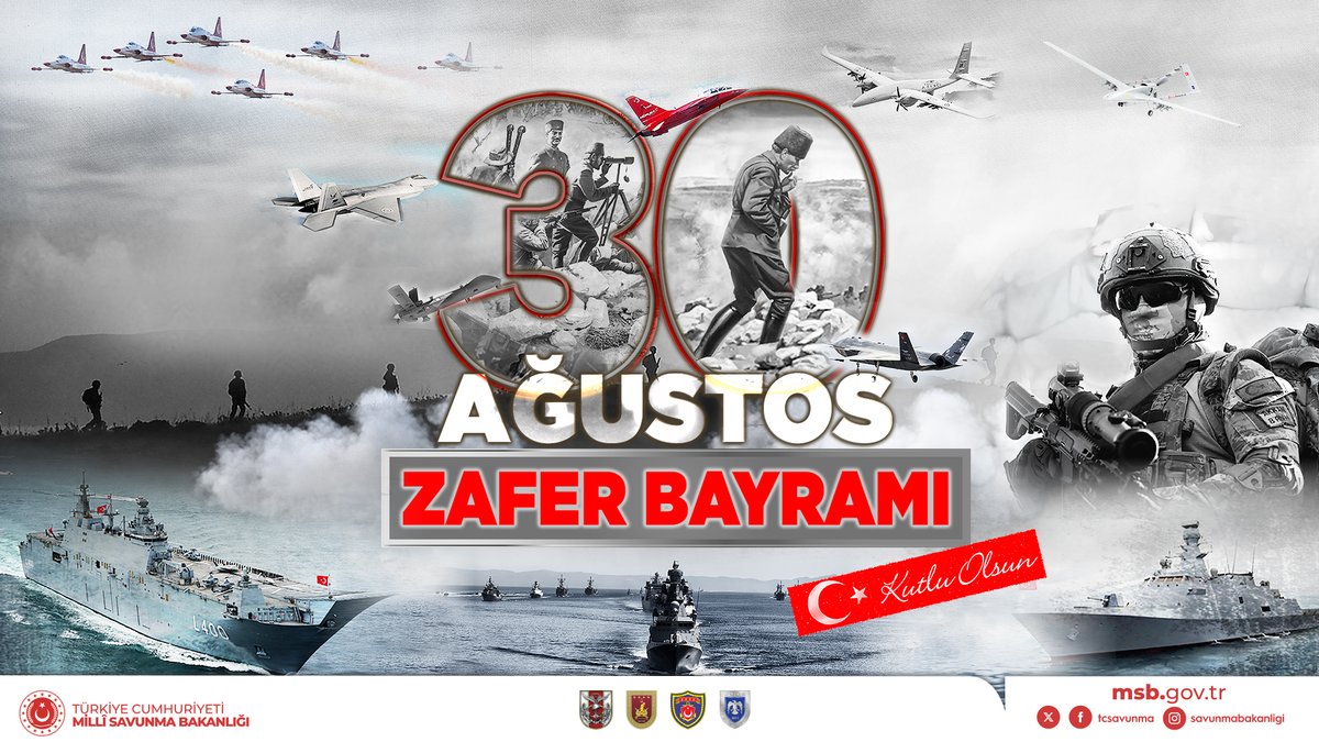 30 Ağustos Zafer Bayramımız ve Türk Silahlı Kuvvetleri Günü kutlu olsun. #BüyükTaarruz'un 102’nci yılında Başkomutanımız Gazi Mustafa Kemal Atatürk’ü ve Millî Mücadele kahramanlarımızı, şehitlerimizi ve gazilerimizi rahmet, minnet ve saygıyla anıyoruz.🇹🇷

#30AğustosZaferBayramı
