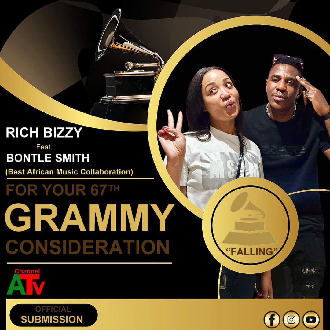 Richbizzy's tweet photo. 🦾GRAMMY AWARD 🦾

I am excited to announce that 'Falling,' my collaboration with the amazing Bontle Smith from South Africa has been successfully submitted for the 67th Grammy Awards consideration in the Best African Music Collaboration category
 #Falling  #ZambiaToTheWorld 🌍" https://t.co/mgTcy1iV3A