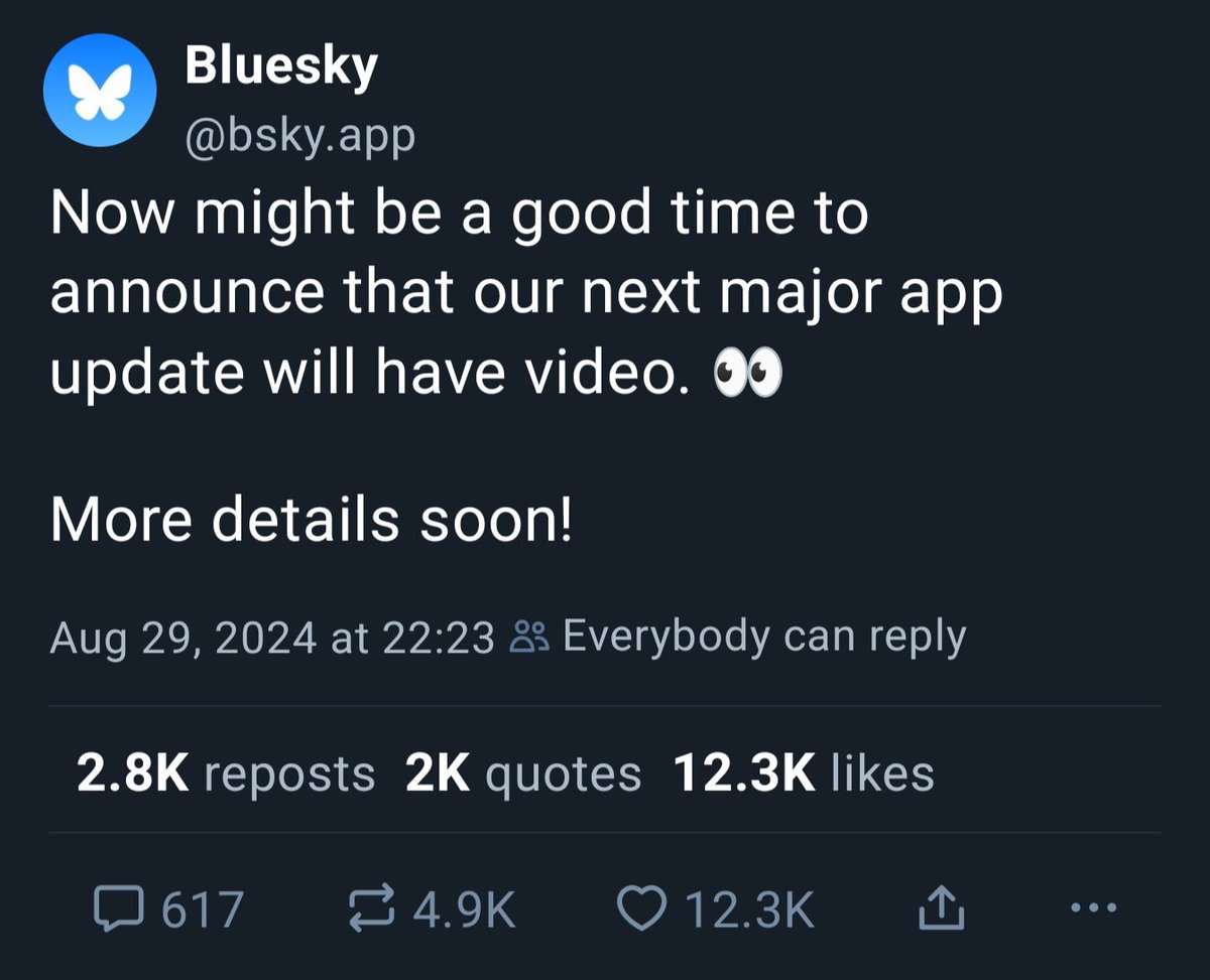 For those who still haven't made the move, maybe this will be enough to convince you? They added DMs a while back and GIFs (kinda). Feel free to follow me over there where I'm a lot more active bsky.app/profile/slycat…