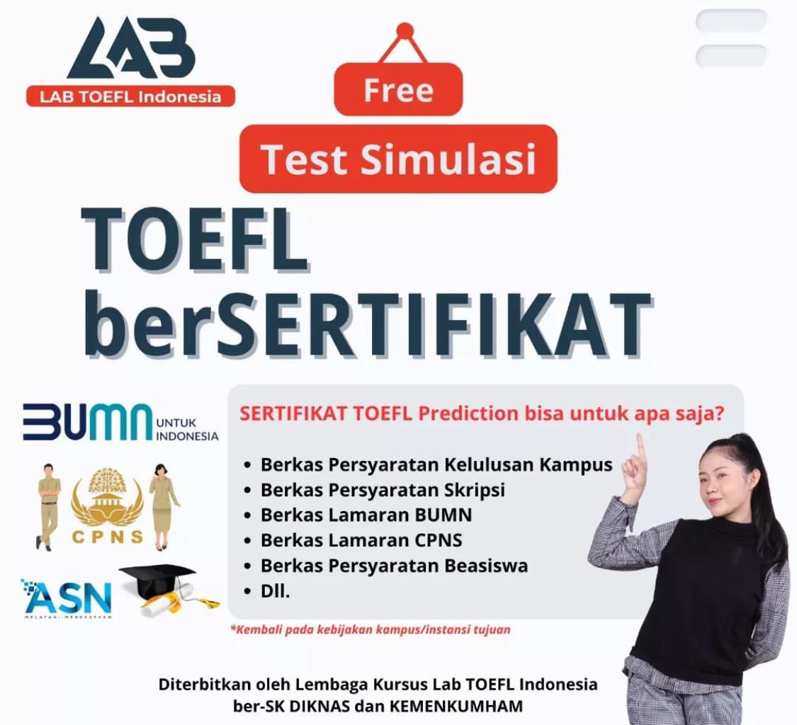 faridachewae_'s tweet photo. 📣INFO TOEFL
Open sertif toefl bebas tes (terima jadi dan bisa req skor) !!! kualitas sertif sudab ber SK diknas dan kemenkumham! sertif toefl bisa untuk CPNS,BUMN,Keperluan kuliah dan kerja.
Jenis TOEFL (proficiency/prediction/ ITPprediction)
more info💌
Silakan langsung DM🥰 https://t.co/9gaqXlDF82