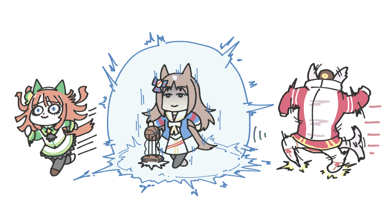 グラスワンダー(ウマ娘) ,サイレンススズカ(ウマ娘) 「HERE COMES A NEW CHALLENGER! 」|inukenうまぴょいのイラスト