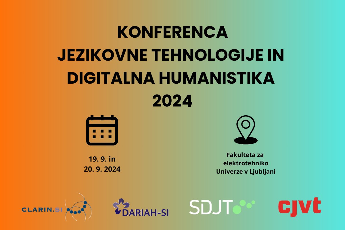openscienceSLO's tweet photo. SDJT, @CJVTUL,  https://t.co/vdl7EMgmWi in @DARIAH_SI  organizirajo mednarodno konferenco "Jezikovne tehnologije in digitalna humanistika." Organizacijski odbor je prevzel @ZrcSazu, svoje prostore pa bo za ta namen odprla FE UL. 
Več info: https://t.co/IE0N4bA3a2
#OpenScience https://t.co/E4MeE13Wfw