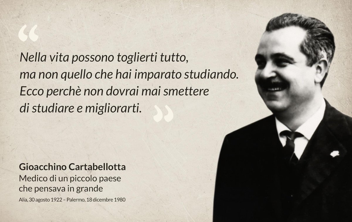 Cartabellotta's tweet photo. In un Paese (Italia) dove la cultura è un optional e la meritocrazia non ha valore, risuonano le parole del Medico di un piccolo paese (Alia). 

Buon compleanno papà e grazie per il tuo insegnamento che oggi non ha solo un valore familiare, ma anche sociale ❤️
#30Agosto https://t.co/2zpBRuJYCz