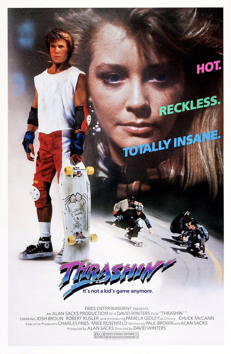 FilmNewsNos's tweet photo. 🎬MOVIE HISTORY: 38 years ago today August 29, 1986 the movie ‘Thrashin’’ opened in theaters!
#JoshBrolin #RobertRusler #PamelaGidley #ChuckMcCann #BrookeMcCarter #JoshRichman #BrettMarx #DavidWagner #TonyAlva #MarkMunski #SherilynFenn #RockyGiordani #PerWelinder #SteveWhittaker https://t.co/4wL2WTpi5s