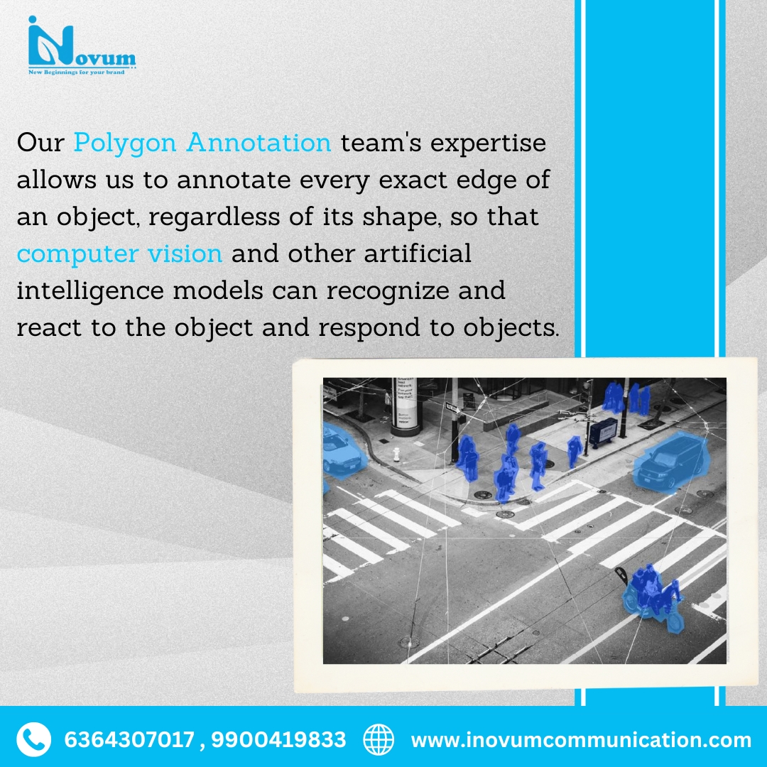 InovumC's tweet image. Enhance your AI&apos;s vision with Inovum&apos;s precise Polygon Annotations. We specialize in capturing every detail, no matter how intricate, ensuring that your computer vision models recognize and interact with objects accurately.
#PolygonAnnotation #Inovumcommunication #ComputerVision