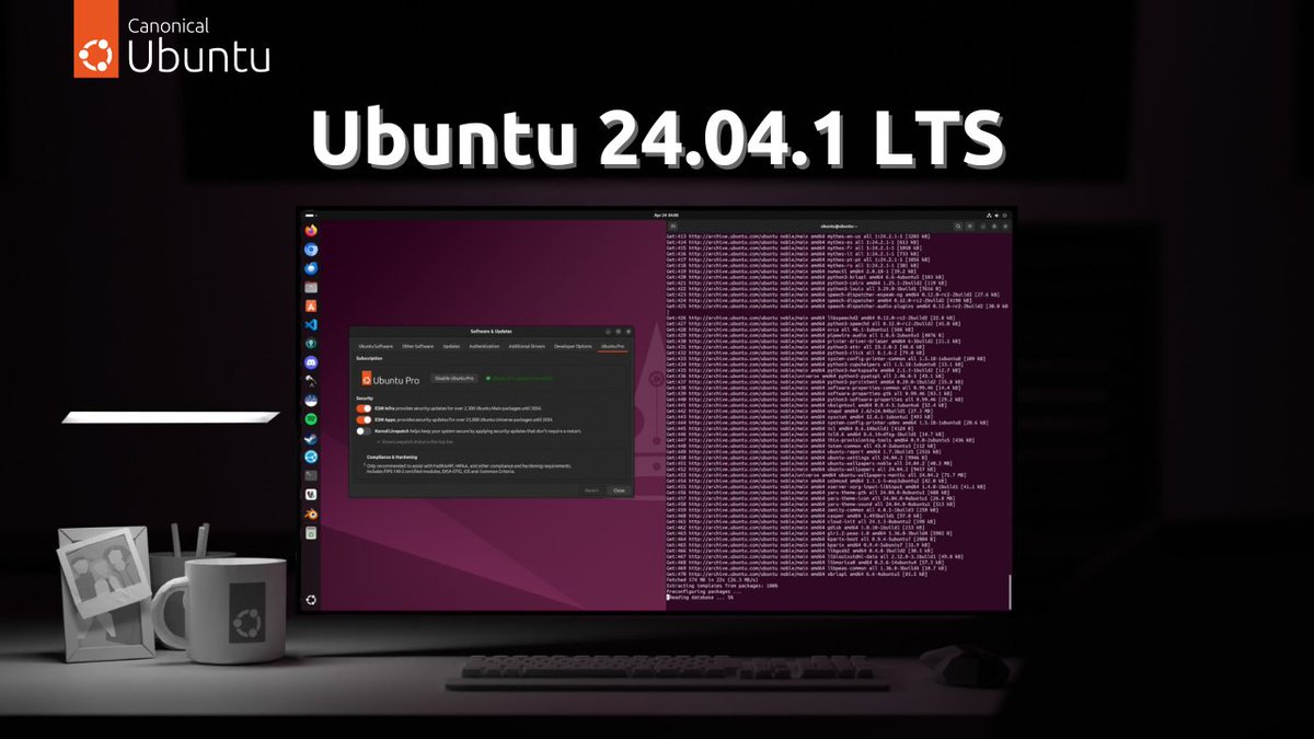 ubuntu's tweet photo. Ubuntu #NobleNumbat gets its .1 update with Ubuntu 24.04.1 LTS 🔶 

As Ubuntu celebrates its 20 years, this .1 update brings a consolidation of fixes and improvements identified during the initial launch of 24.04 LTS to bring you a Linux operating system you can use with even more confidence; for your day-to-day, for development or AI projects, for use within your enterprise - or all of the above. 

Read our blog to find out more about what 24.04.1 LTS has to offer: 
https://t.co/SbvFAnPwBU

#Ubuntu #Linux #OpenSource
