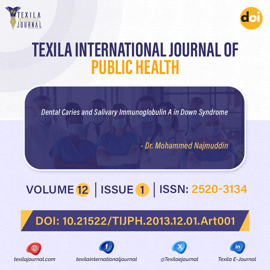 Texilaejournal's tweet photo. Check out the latest study in the Texila International Journal of Public Health: "Dental Caries and Salivary Immunoglobulin A in Down Syndrome" by Dr. Mohammed Najmuddin
Read more: https://t.co/FAnX5lsycf
#TexilaJournal #TexilaEJournal #EJournal #PublicHealth #dental https://t.co/hP58cJNgJo
