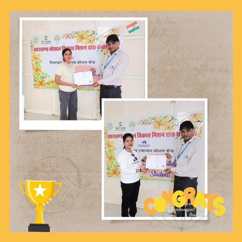 jsdms_jharkhand's tweet photo. Two alumni were honoured by the Mosaics Workskills Pvt Ltd training centre, under #MukhymantriSarthiYojna during #StarAlumni Connect. They are working at prestigious hotels-Fortune Select Hotel & Courtyard by Marriott, Ahmedabad, were recognized for their hard work & dedication. https://t.co/VWsPZ1e8SD