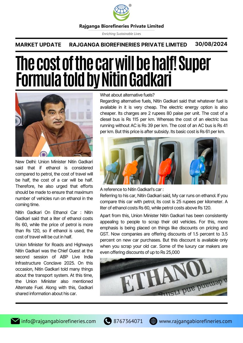 RajgangaBio's tweet photo. Nitin Gadkari on Ethanol Car.
#ethanolcar #greenenergy #renewablefuel #sustainabledriving #ecofriendly #climateaction #futureoftransportation #rbpl #rajgangabiorefineries
Credit:- https://t.co/wMdNmMwb7B https://t.co/mGJBEIjHIx