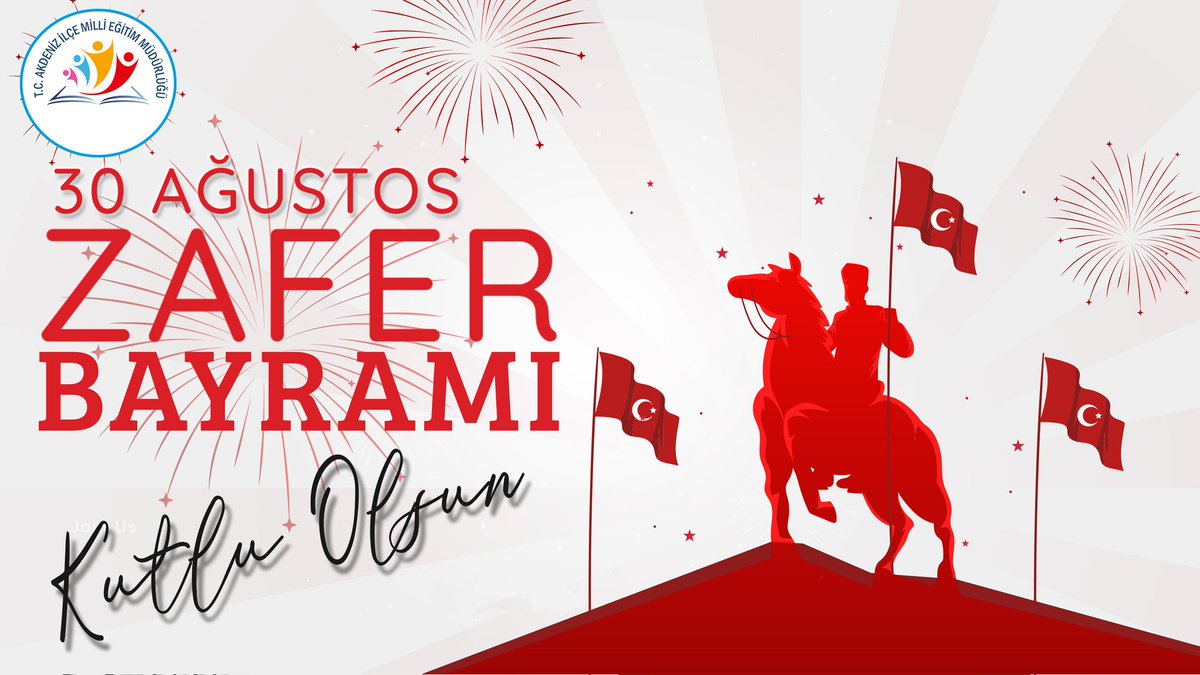 Milletimizin bağımsızlık mücadelesinin simgesi 30 Ağustos Zafer Bayramımızı gururla kutluyor, Gazi Mustafa Kemal Atatürk ve silah arkadaşlarını minnetle anıyoruz. 🇹🇷
<a href="/tcmeb/">Millî Eğitim Bakanlığı</a> <a href="/Yusuf__Tekin/">Yusuf Tekin</a> <a href="/ahpehlivan53/">Ali Hamza Pehlivan</a> <a href="/fazilet_durmus/">Fazilet Öğretmen 🇹🇷</a> <a href="/MersinMEM/">Mersin İl Millî Eğitim Müdürlüğü</a>