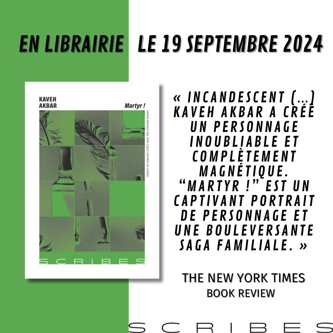 Ed_Scribes's tweet image. 📚 RENTRÉE LITTÉRAIRE 📚

Le 19 septembre prochain, nous publierons, Martyr !, le premier roman de l’étoile montante de la poésie et du roman américains : Kaveh Akbar. La traduction est assurée par Stéphane Roques. 
Plus d’informations ici ⬇️

gallimard.fr/Catalogue/GALL…