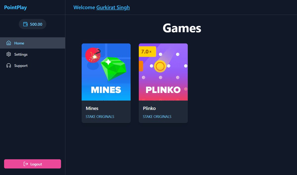 _kirat044_'s tweet photo. 🚀 Excited to Share: Points Play (Stake Clone) Version 2 is Now Complete!

https://t.co/JGPcdRcuEe

I’m delighted to share that version 2 of Points Play is now live! This latest update brings a more refined and enjoyable experience.

#game #mern #web #project https://t.co/DxbAVNq2HT