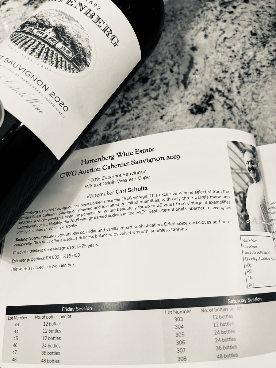 TsepangMolisana's tweet photo. Babe, Wake Up It’s Cabernet Sauvignon Day
| Carl Schultz’ CWG @HartenbergWine Cabernet Sauvignon 2019
Tobacco, winter spices, herbs, Vanilla. Velveteen tannins. Edifying.
Estimated to go under the hammer R8500-R15000, 6 case lot October 4 & 5 at @CapeWinemakersG
#CWGAuction https://t.co/Ln5D9NvXt2