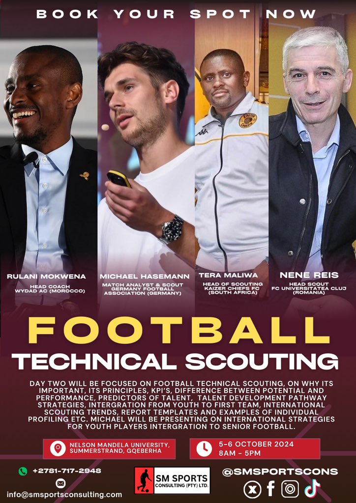 SinesiphoMali's tweet image. Updated Poster for the Symposium 👀

First of its kind Football Performance Analysis &amp;amp; Technical Scouting Symposium at the Nelson Mandela University in Gqeberha, 5-6 October 2024. 

#InspireBeyond | #TechnicalScouting