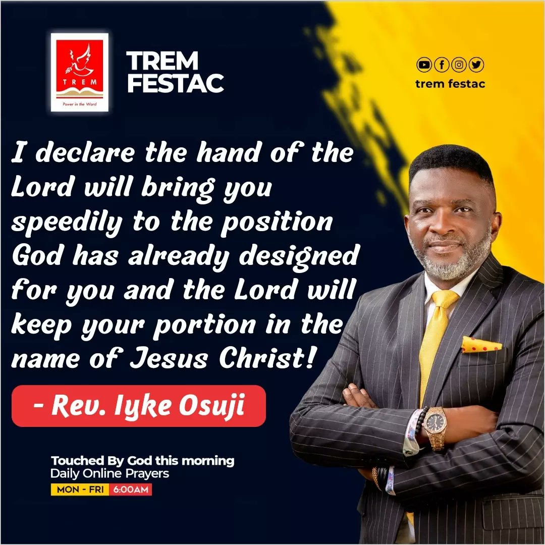 tremfestacypc's tweet photo. The devil will not steal your lunch,no one will spoil your resting place&everything that works against your glory shall not stand declares the Lord in Jesus name.
🎙️#RevIykeOsuji
#TREM #TREMFESTAC #TouchedByGodThisMorning #Prayer #GreatAndMightyThings #August #ColourfulDestiny https://t.co/0QFd9QZq67