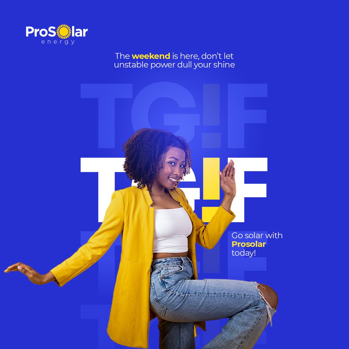 Prosolar_Energy's tweet photo. TGIF! Kick off the weekend by powering up with a smart switch to Solar energy! Stay connected, and don't miss your favorite TV shows this weekend!
#GoSolar #Sustainability #RenewableEnergy https://t.co/TyLcD1kPKu