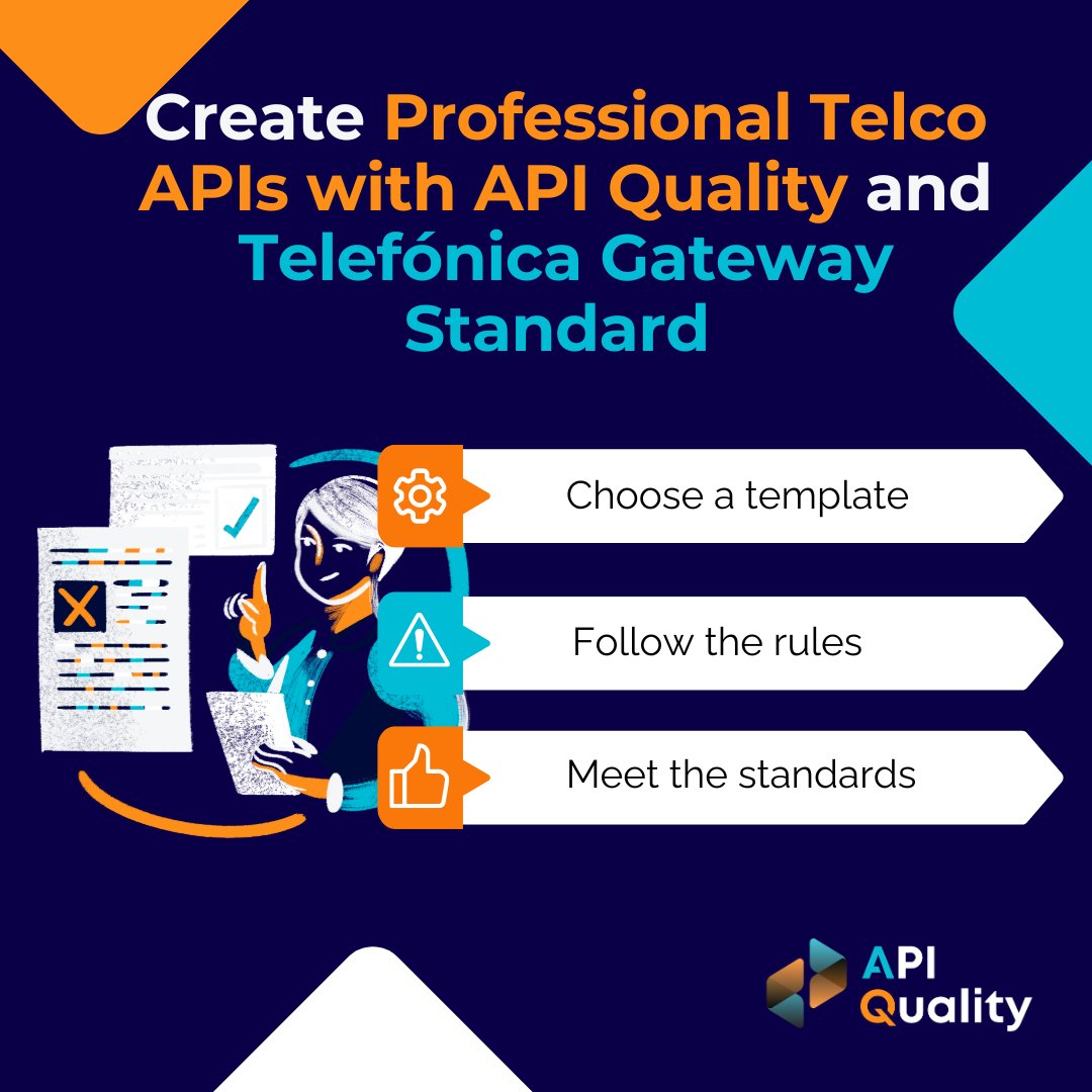 🚀 Create Professional APIs with API Quality and Telefónica Gateway Standard 📡

You have access to predefined templates that guide you step-by-step, ensuring you comply with all the general rules for creating #Telco APIs.

<a href="/TelefonicaTech/">Telefónica Tech</a> <a href="/Telefonica_En/">Telefónica</a> #API #TelefonicaGateway