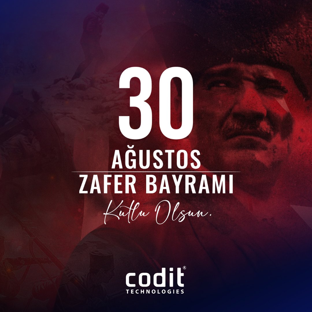 CoditTeknoloji's tweet photo. 30 Ağustos Zafer Bayramımız kutlu olsun! 🇹🇷 Başta Gazi Mustafa Kemal Atatürk olmak üzere tüm kahramanlarımızı saygıyla anıyoruz. #30Ağustos #ZaferBayramı https://t.co/ccVviMD2Qt