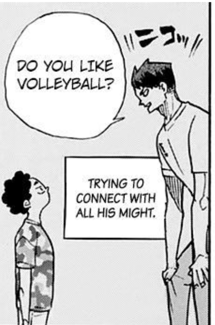 sugararasan's tweet photo. ch 395- giant ushiwaka trying to be friendly and talk to a kid hahahahah https://t.co/mzUVSfRAS7