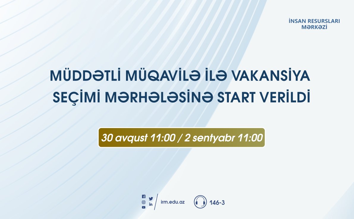 irmeduaz's tweet photo. Müddətli müqavilə ilə müəllimlərin işə qəbulu üzrə müsabiqənin vakansiya seçiminə bu gün saat 11:00-dan etibarən start verildi. Namizədlər şəxsi səhifələrinə daxil olaraq 4 vakant yer seçimi edə bilərlər.

#ElmVəTəhsilNazirliyi #MÜTDA #ARTİ #İRM #MİQ #Müəllim #İşəQəbul #MİQ2024 https://t.co/X8mPVDeZmQ