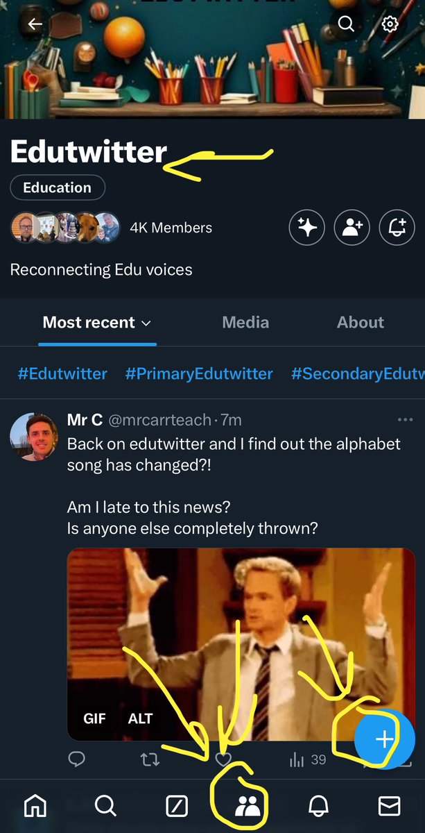 Edutwitter community tips:
1) The only way your posts can be seen by those in the community is to head to the community page &amp; press the blue + button &amp; then post.
2) Make it a habit to go to the community page &amp; like, repost but more importantly reply to posts
Please repost this