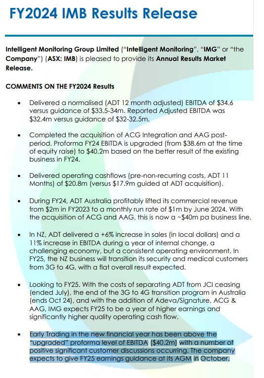 finance_schmidt's tweet photo. $IMB.AX with results above the original guidance and current trading above the increased guidance of 40.2 million. I was on the call this morning and heard a lot that I liked. I will post a detailed update on the numbers over the weekend. https://t.co/S3aMHIAVP7