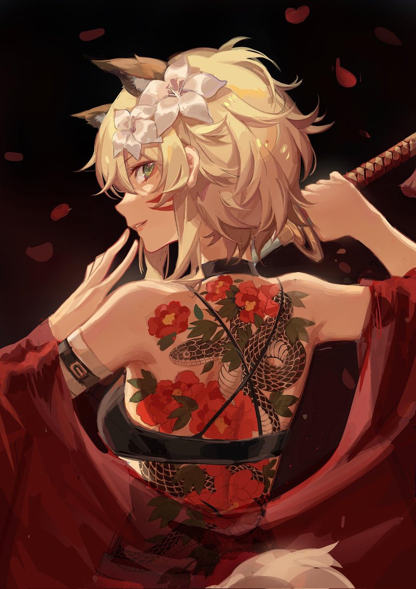 Lumine has something from each nation she's been too so far. A bottle of dandelion wine, jade from Liyue, and finally this tattoo from Inazuma. What other goods will she have the privilege of collecting as she continues her travels?