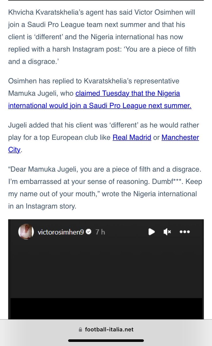Arcane314's tweet photo. @FabrizioRomano @victorosimhen9 , I think Kvaratskhelia agent deserve an apology. Man saw your future way ahead before you and you called him a piece of shit , guess who retired at 25 now ? https://t.co/TiPqeQbxgj