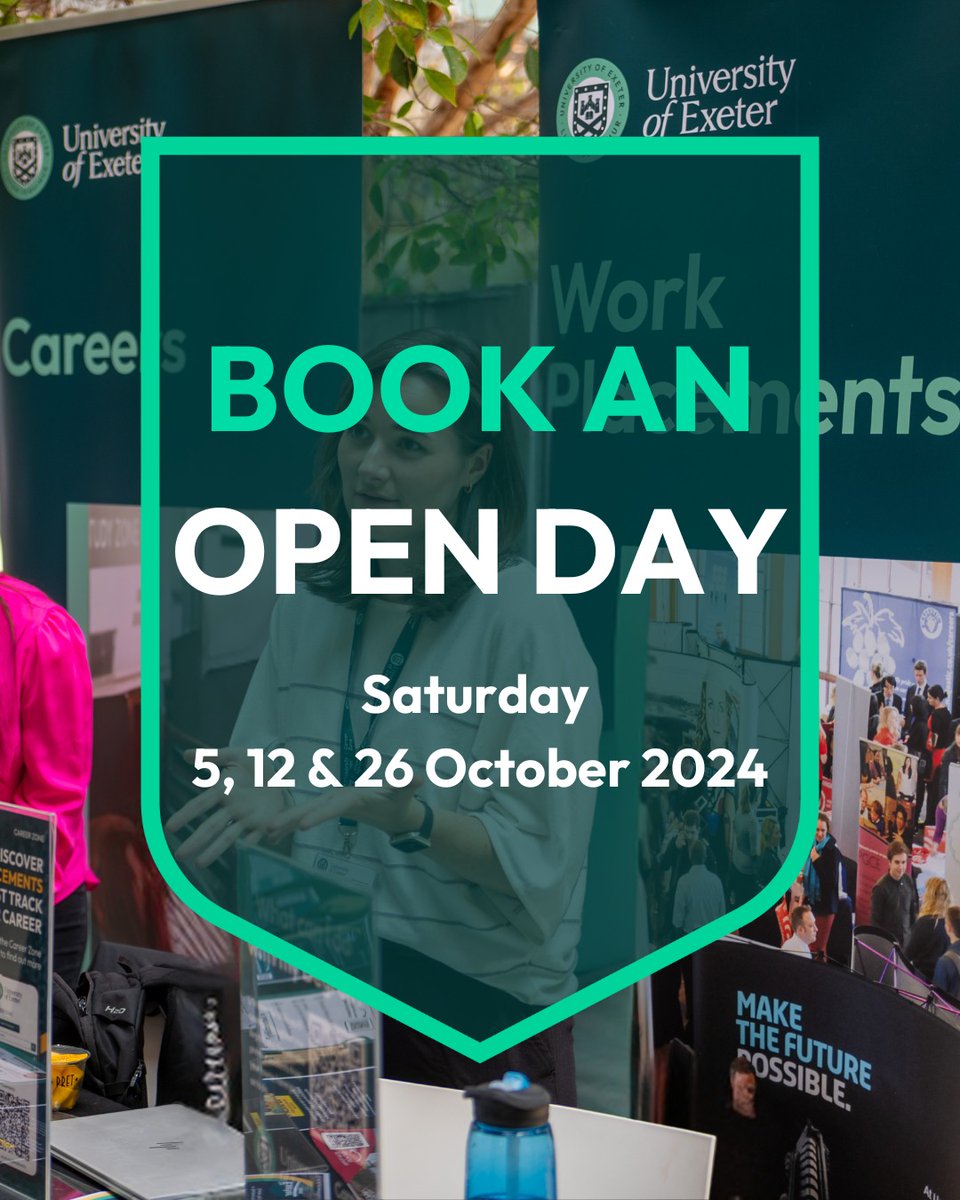 Our October Open Days are now open for booking! Come along &amp; find out about our amazing programmes in 🌍BA/BSc Geography, 🌊BSc Marine Science, &amp; 🌱BSc Environmental Science!

5th &amp; 26th October: Streatham Campus
12th October: Penryn Campus

Book here 👉 tinyurl.com/2wwb7zbw