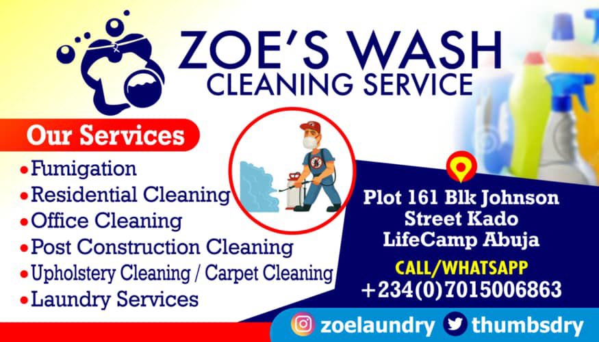 AchalugoB's tweet photo. @ThumbsDry We clean professionally.

Weekly and monthly house cleaning also available.

Let’s Clean for you while you rest. 🧼 💦 

#AbujaTwitterCommunity #Abuja 
#ChelseaFC #adedamola  #earthquake  #Crypto https://t.co/KlnBbNjOJc