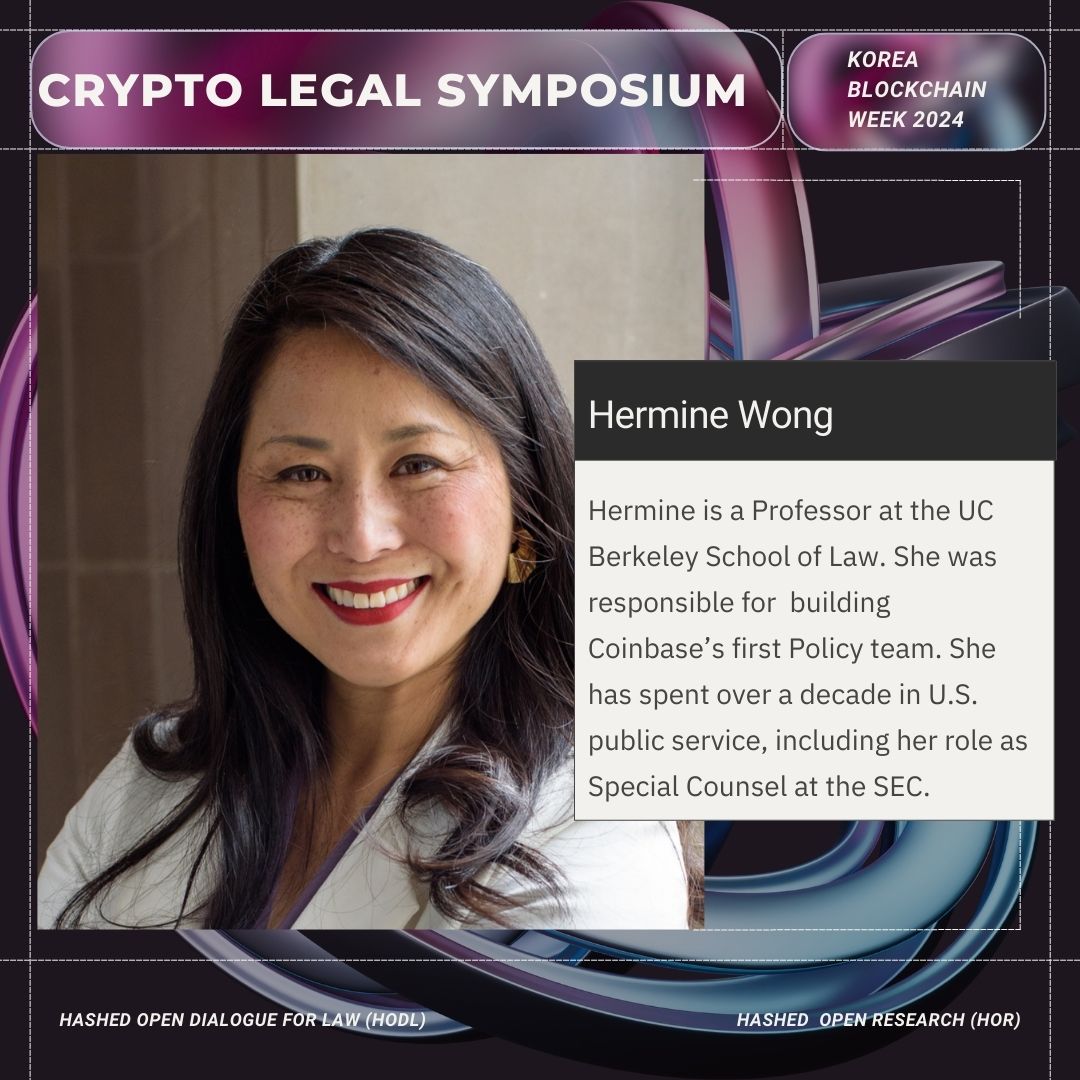 Hashed Open Dialogue for Law #HODL (@hashedhodl) on Twitter photo We’re excited to welcome Hermine Wong (<a href="/herminewong_xyz/">Hermine Wong</a>), Professor at University of California, Berkeley - School of Law, to the Crypto Legal Symposium panel!
Hermine brings a wealth of expertise from her time leading policy initiatives at Coinbase, the first publicly-listed We’re excited to welcome Hermine Wong (<a href="/herminewong_xyz/">Hermine Wong</a>), Professor at University of California, Berkeley - School of Law, to the Crypto Legal Symposium panel!
Hermine brings a wealth of expertise from her time leading policy initiatives at Coinbase, the first publicly-listed