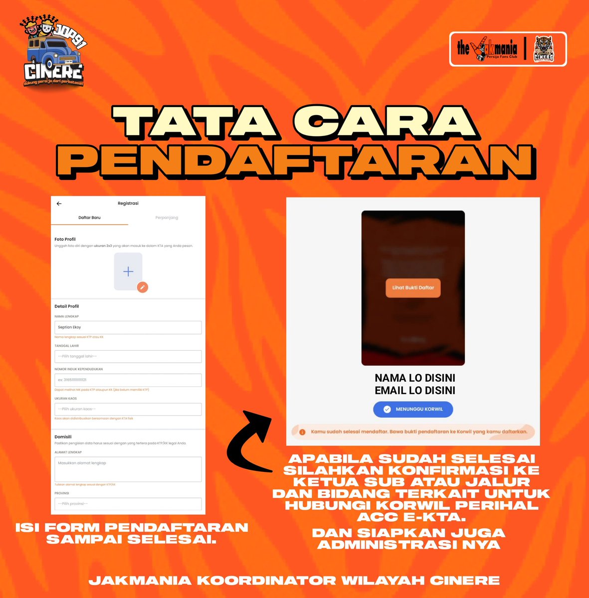 jakrayacurug's tweet photo. Pendaftaran dan perpanjangan KTA telah dibuka jak👆👆

#jakrayacurug
#KaumOrens
#Persija
#JOP91
#jakmaniacinere
#Jakmania
#InfokomJakmania
#DukungPersijaDariPerbatasan https://t.co/1h426agC3p