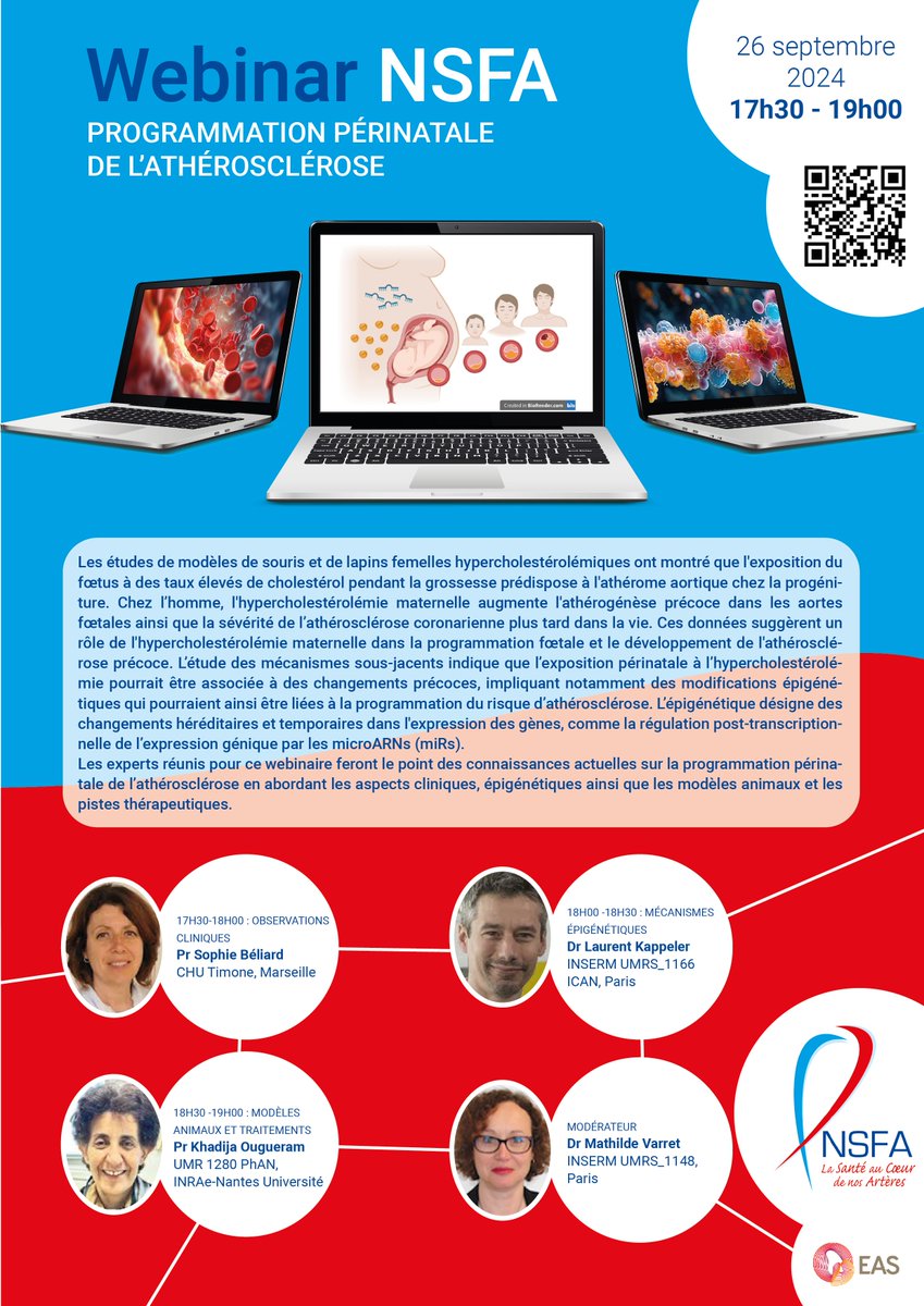 NSFAthero's tweet photo. 📢 Webinaire #NSFA : Programmation Périnatale de l’Athérosclérose

Jeudi 26 septembre 2024 à 17h30

Inscription gratuite mais obligatoire. 👇
https://t.co/rMjfIqzwSH https://t.co/7rdDieUQ9j